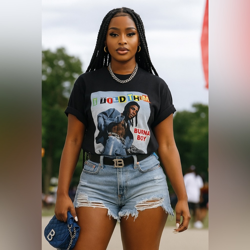 Burna Boy: Black Concert Graphic T-Shirt